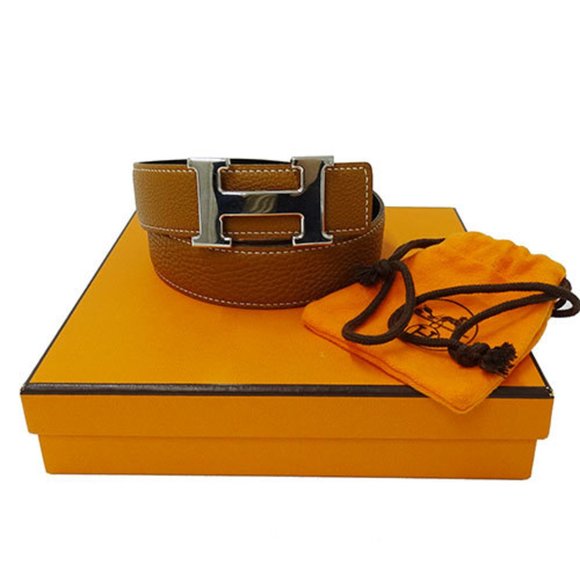 Hermes HERMES Belt Constance H Women's Men's Togo Box Calf Gold Black Leather... - Picture 9 of 9